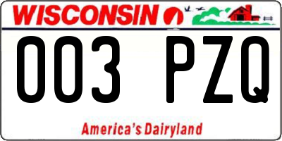 WI license plate 003PZQ