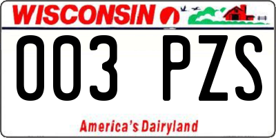 WI license plate 003PZS