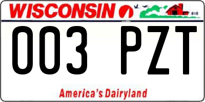 WI license plate 003PZT