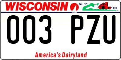 WI license plate 003PZU
