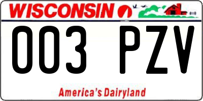 WI license plate 003PZV