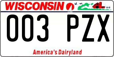 WI license plate 003PZX