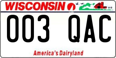 WI license plate 003QAC