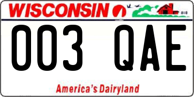 WI license plate 003QAE