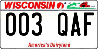 WI license plate 003QAF
