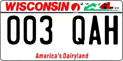 WI license plate 003QAH