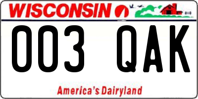 WI license plate 003QAK