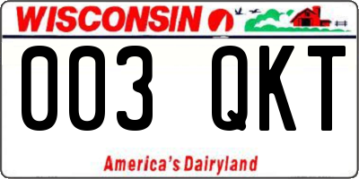 WI license plate 003QKT