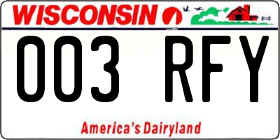 WI license plate 003RFY
