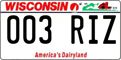 WI license plate 003RIZ