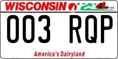 WI license plate 003RQP