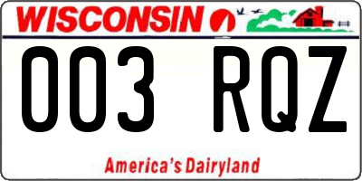 WI license plate 003RQZ