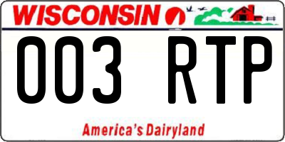 WI license plate 003RTP