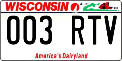 WI license plate 003RTV