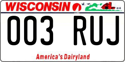 WI license plate 003RUJ
