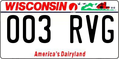 WI license plate 003RVG
