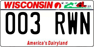 WI license plate 003RWN