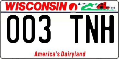 WI license plate 003TNH