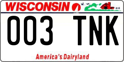 WI license plate 003TNK
