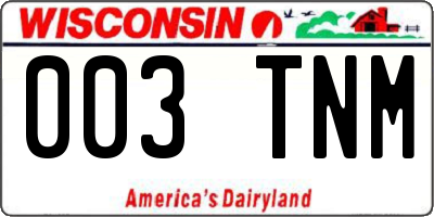 WI license plate 003TNM