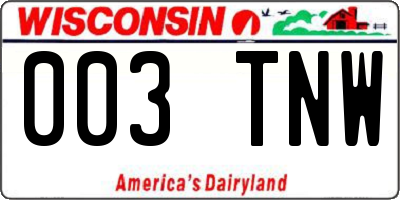 WI license plate 003TNW