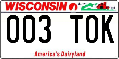 WI license plate 003TOK