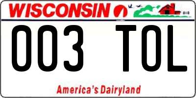 WI license plate 003TOL