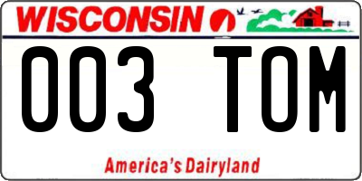 WI license plate 003TOM