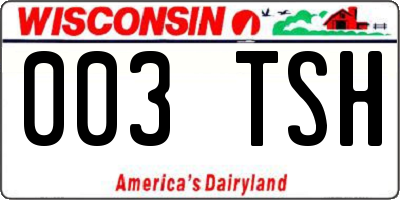 WI license plate 003TSH