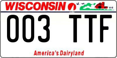 WI license plate 003TTF