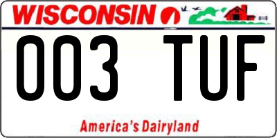 WI license plate 003TUF