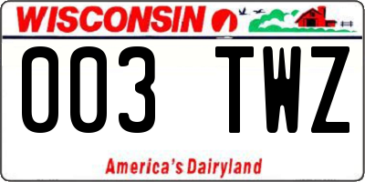 WI license plate 003TWZ