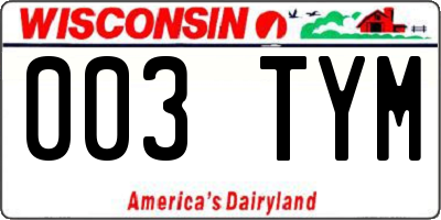 WI license plate 003TYM