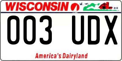 WI license plate 003UDX