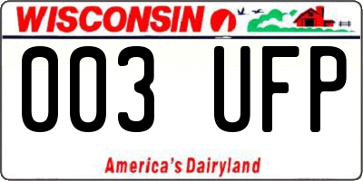 WI license plate 003UFP