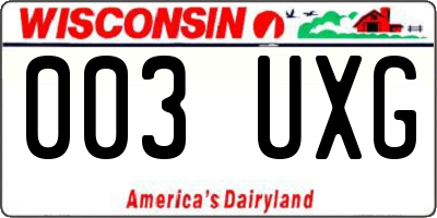 WI license plate 003UXG