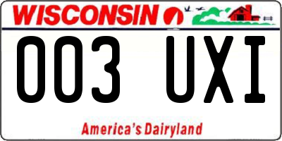 WI license plate 003UXI