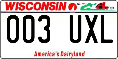 WI license plate 003UXL