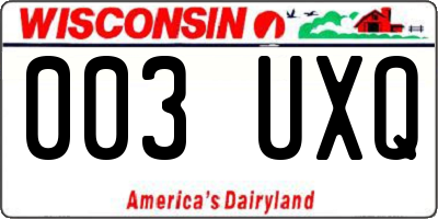 WI license plate 003UXQ