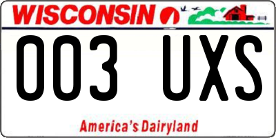 WI license plate 003UXS