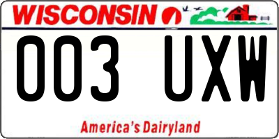 WI license plate 003UXW