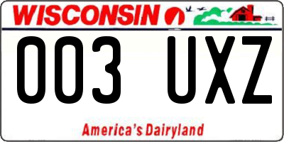 WI license plate 003UXZ