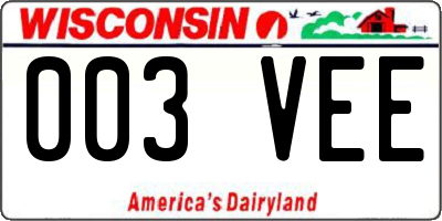 WI license plate 003VEE
