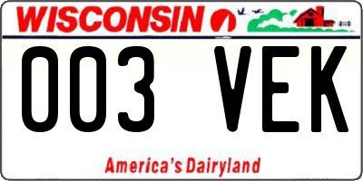 WI license plate 003VEK