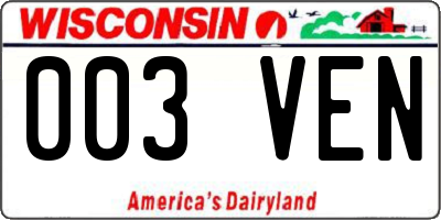 WI license plate 003VEN
