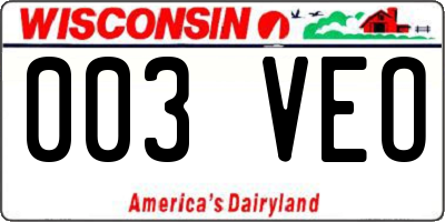 WI license plate 003VEO