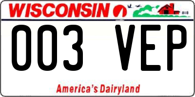 WI license plate 003VEP