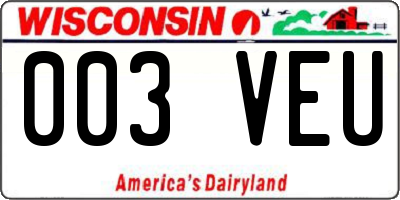 WI license plate 003VEU
