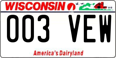 WI license plate 003VEW