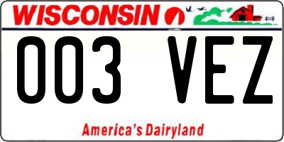 WI license plate 003VEZ